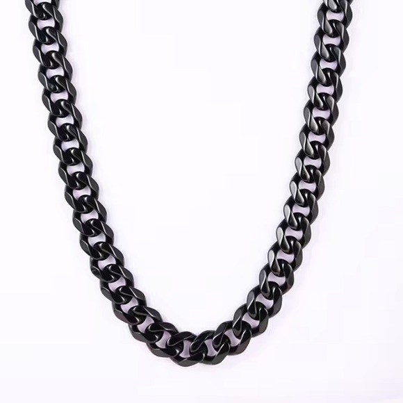 MoonFlowerBtq Other - Black Stainless Steel Cuban Chain Necklace